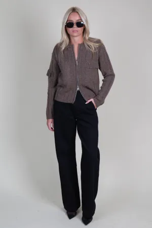 MOUSSY | Zip Up Cardigan - Brown