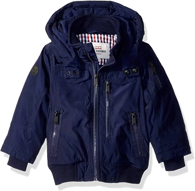 New Nordstroms Navy Blue Ben Sherman Kids Boys Parka Winter Jacket, removable fur trim, Sz 10/12! Retails $170 