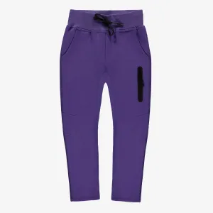Pantalon mauve de coupe décontractée en jersey double-face, enfant || Relaxed fit purple pants in double-faced jersey, child