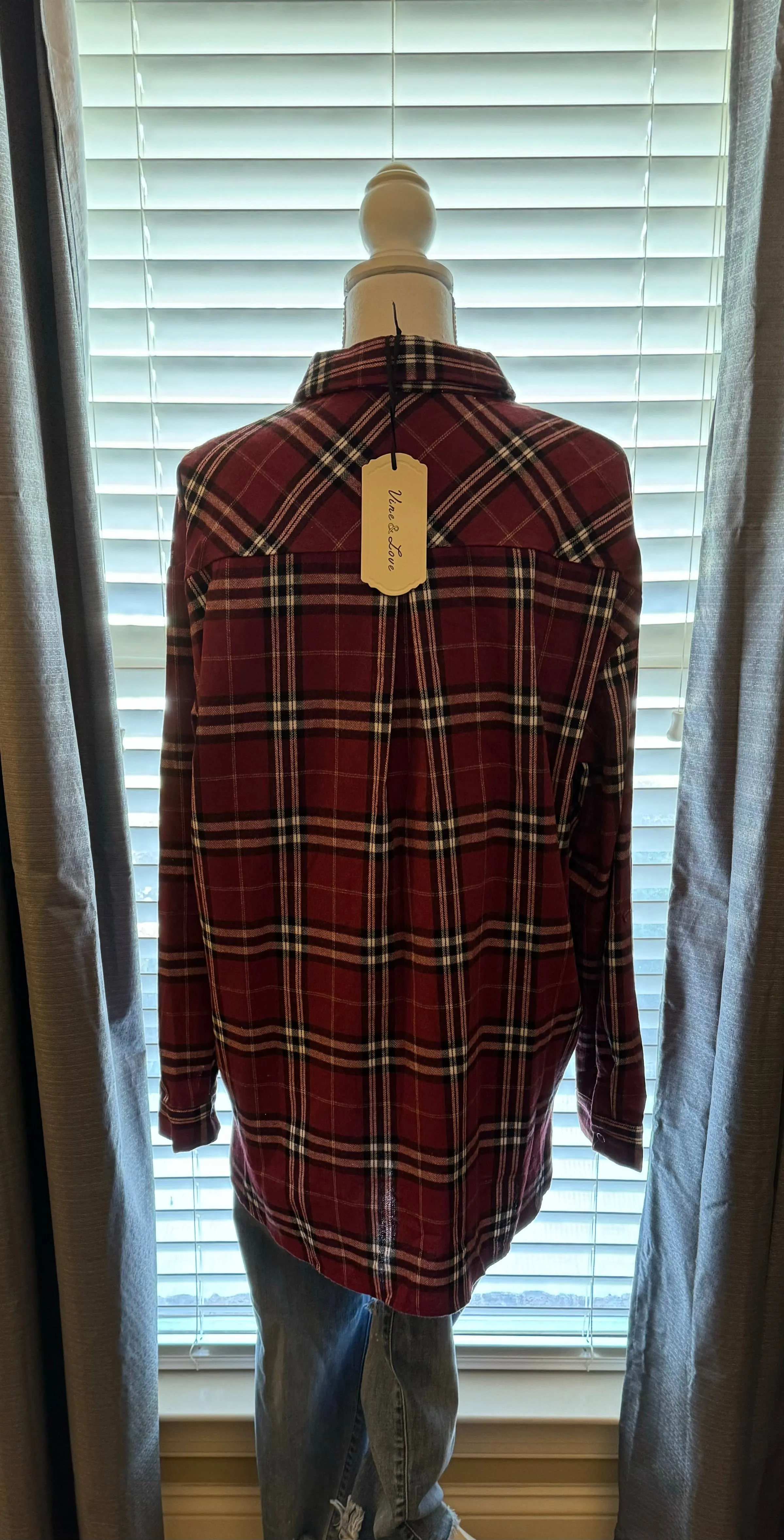 Red & Black Flannel Oversized Shirt