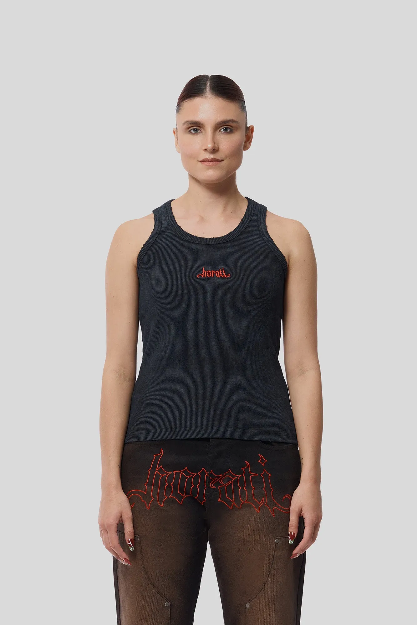 RED Tank Top — Washed Grey