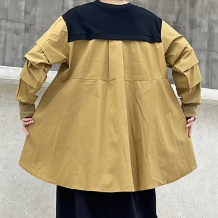 Relaxed Color Block Sweatshirt with Asymmetrical Hemline
