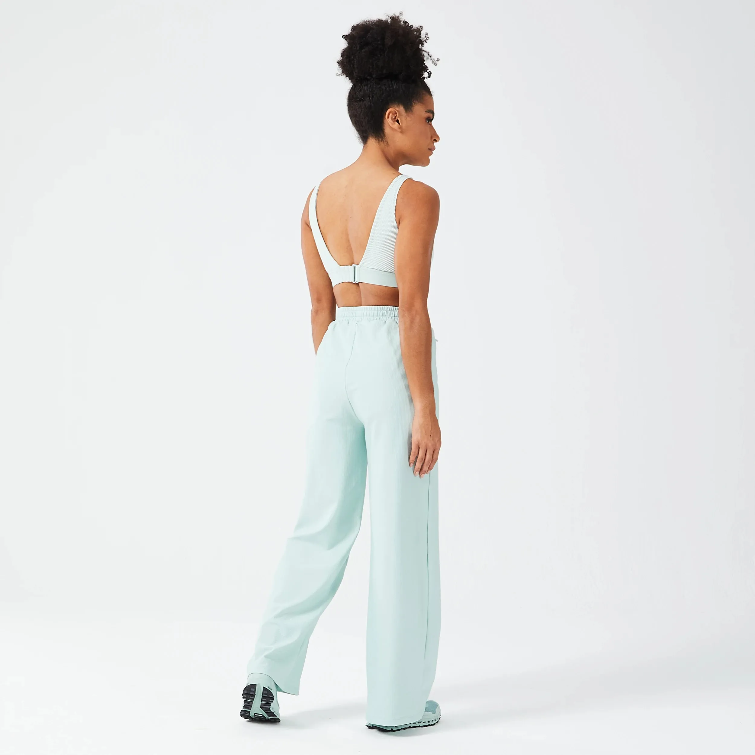 Ribbed Wide Leg Pants - Surf Spray
