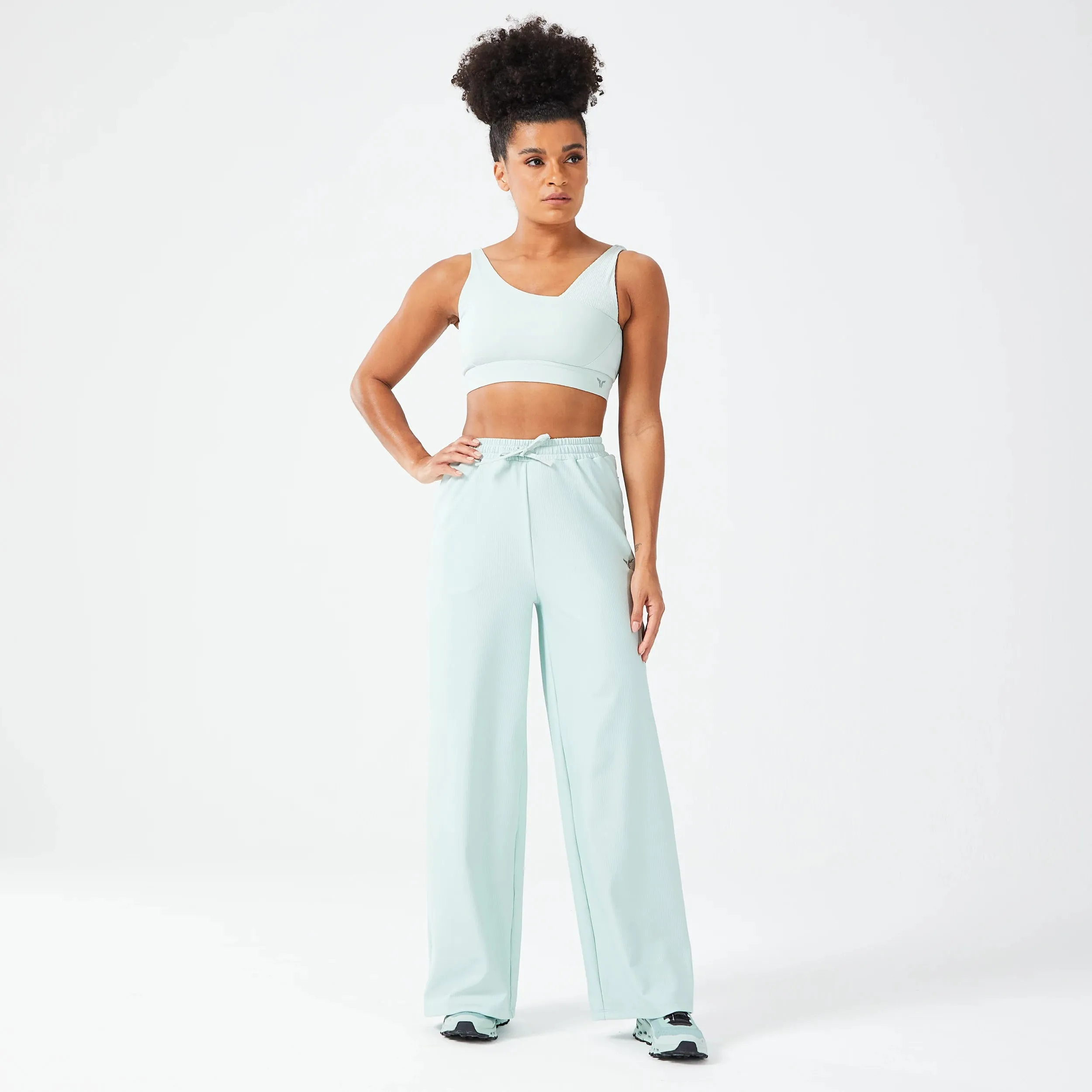 Ribbed Wide Leg Pants - Surf Spray