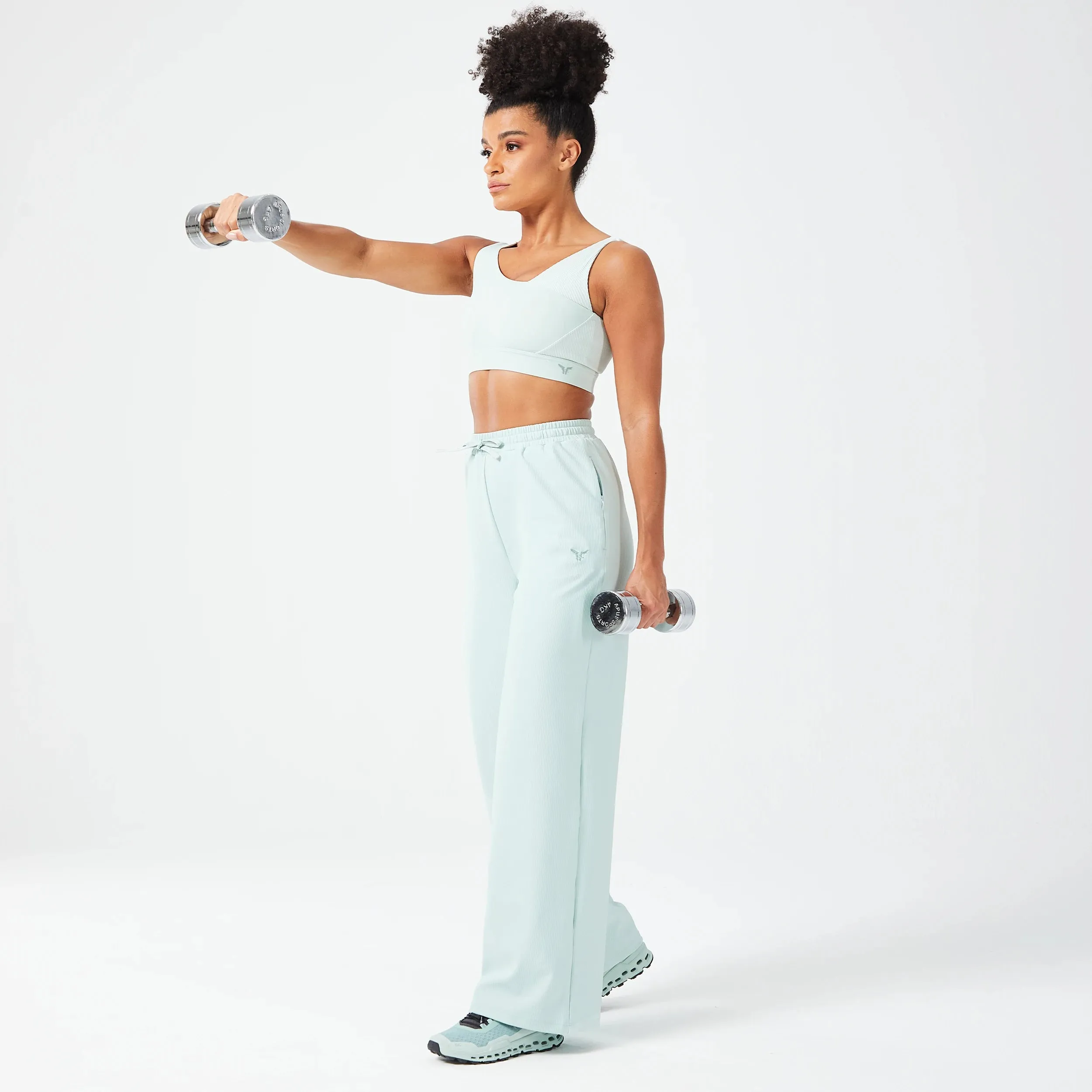 Ribbed Wide Leg Pants - Surf Spray