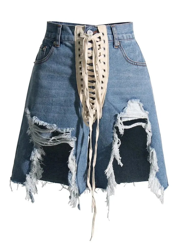 Ribbons Denim Shorts