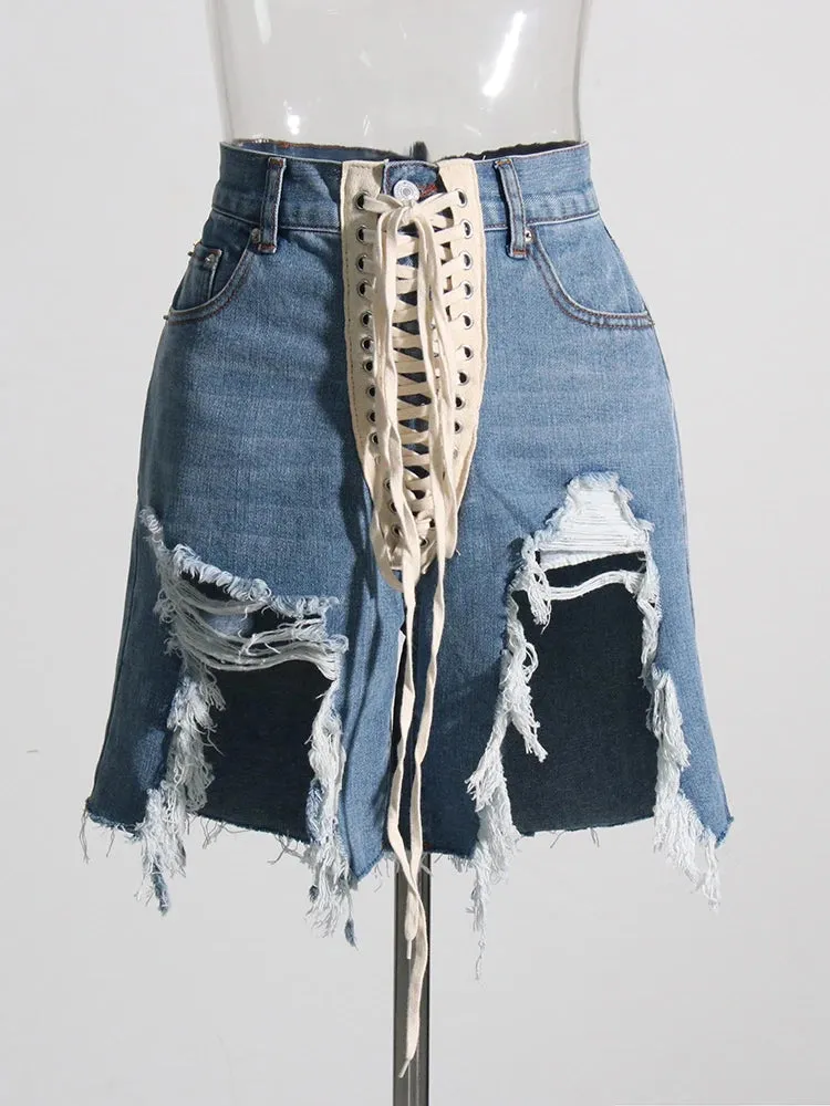 Ribbons Denim Shorts