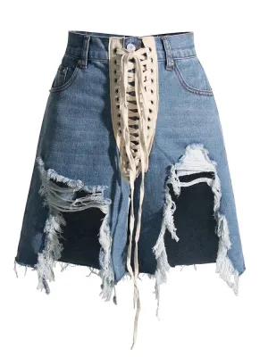 Ribbons Denim Shorts