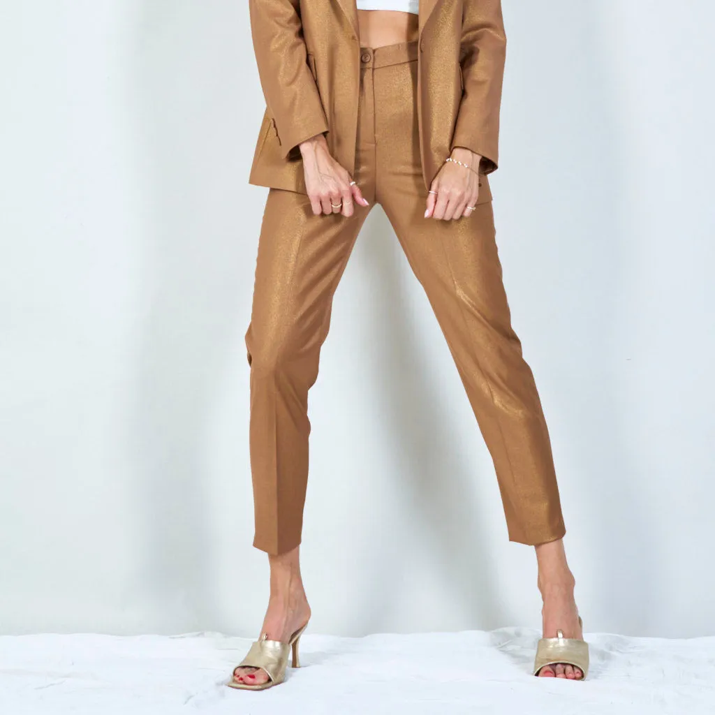 Shimmering tailored pants with pleats wholesale