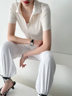 Simple Zip up Knit Cardigan