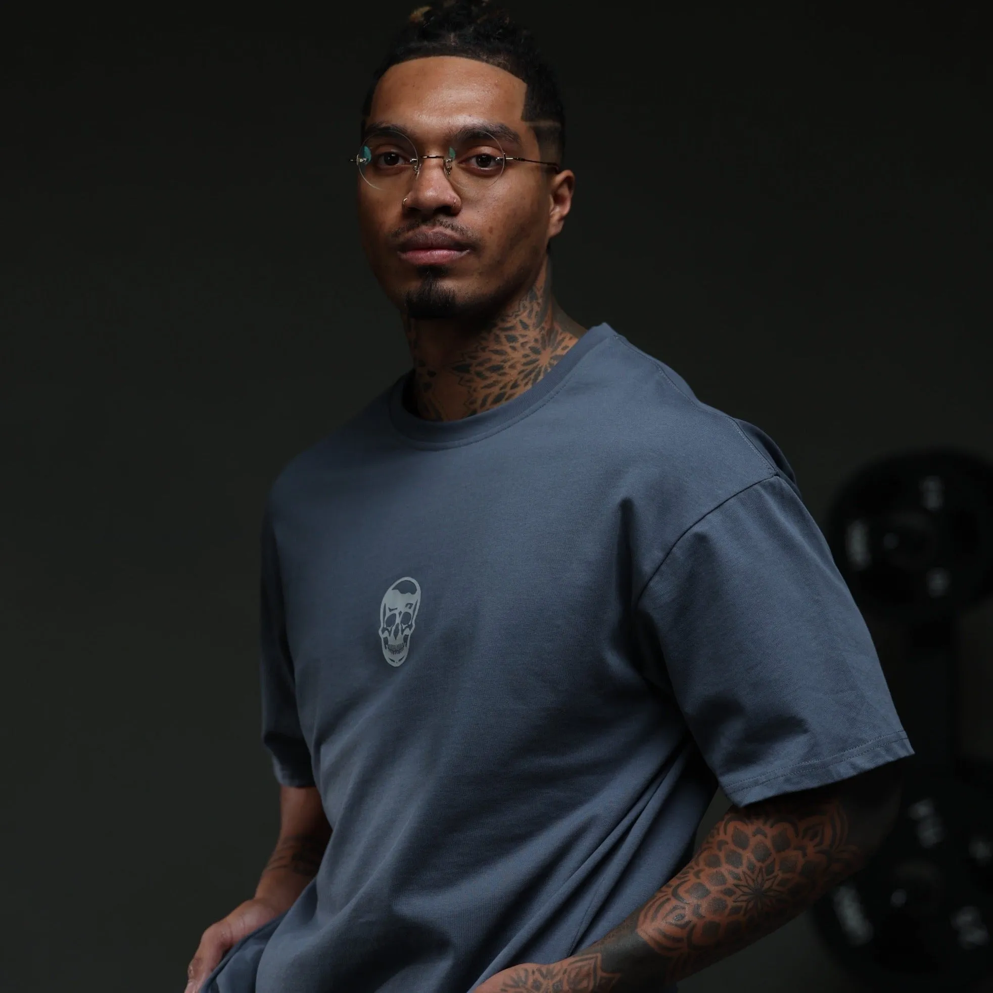 Skull Tee - Faded Blue
