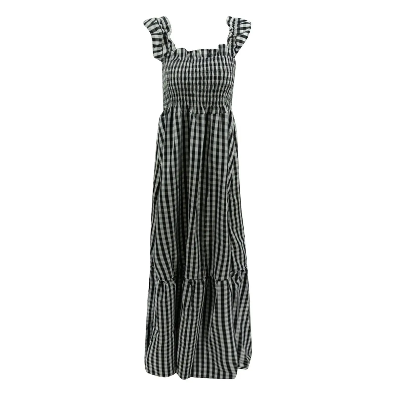 Sleeveless Smocked Tiered A Line Midi Dress