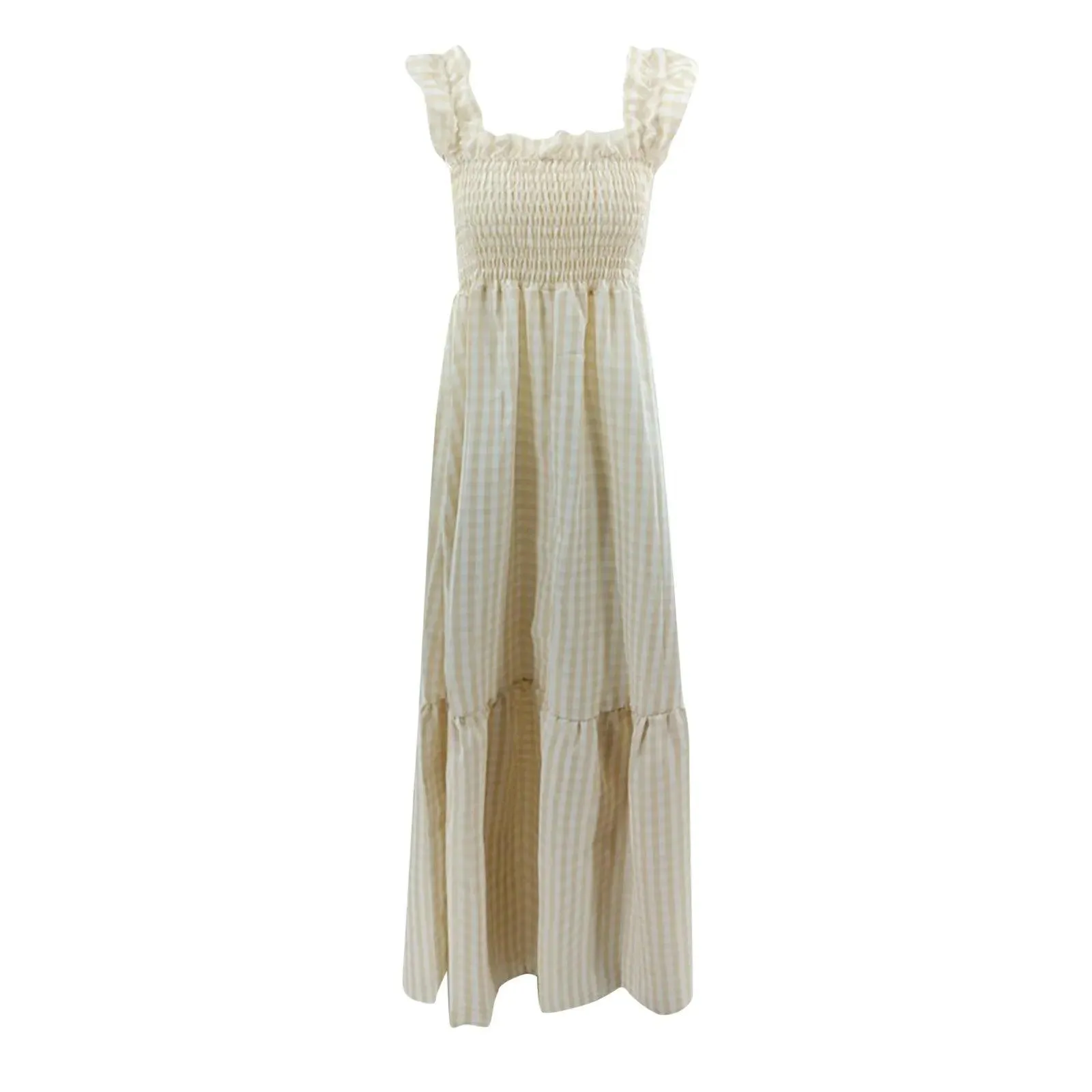 Sleeveless Smocked Tiered A Line Midi Dress