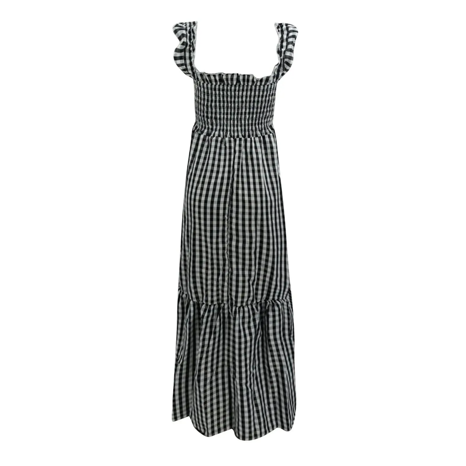 Sleeveless Smocked Tiered A Line Midi Dress