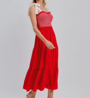 Solid Sleeveless Tiered Midi Dress