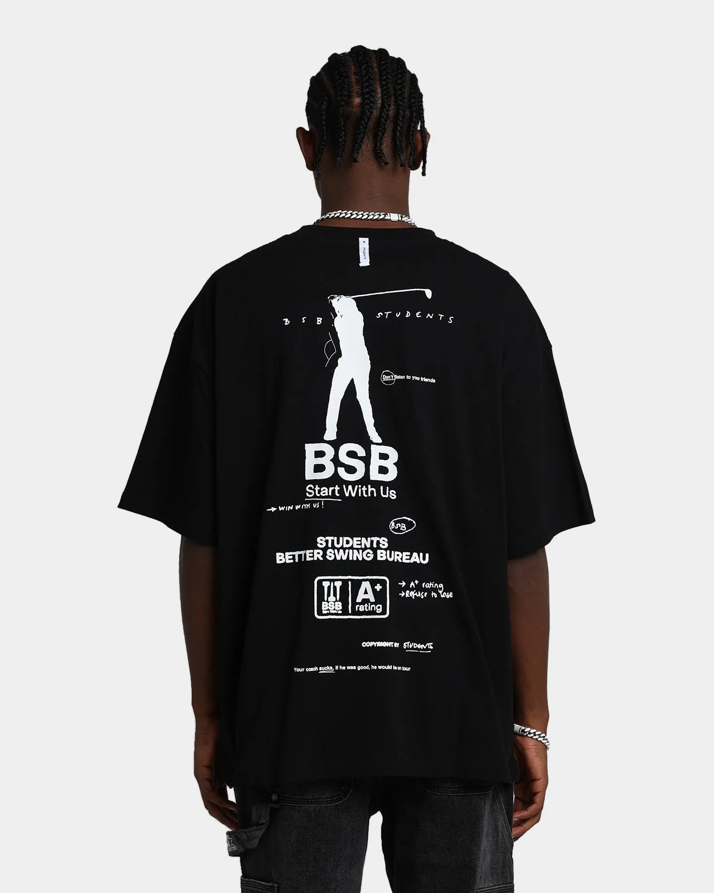 Students Golf Better Swing Bureau T-Shirt Black