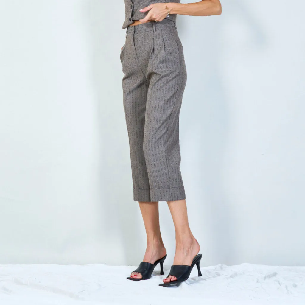 Tailored pinstripe pants with cuffed hem wholesale