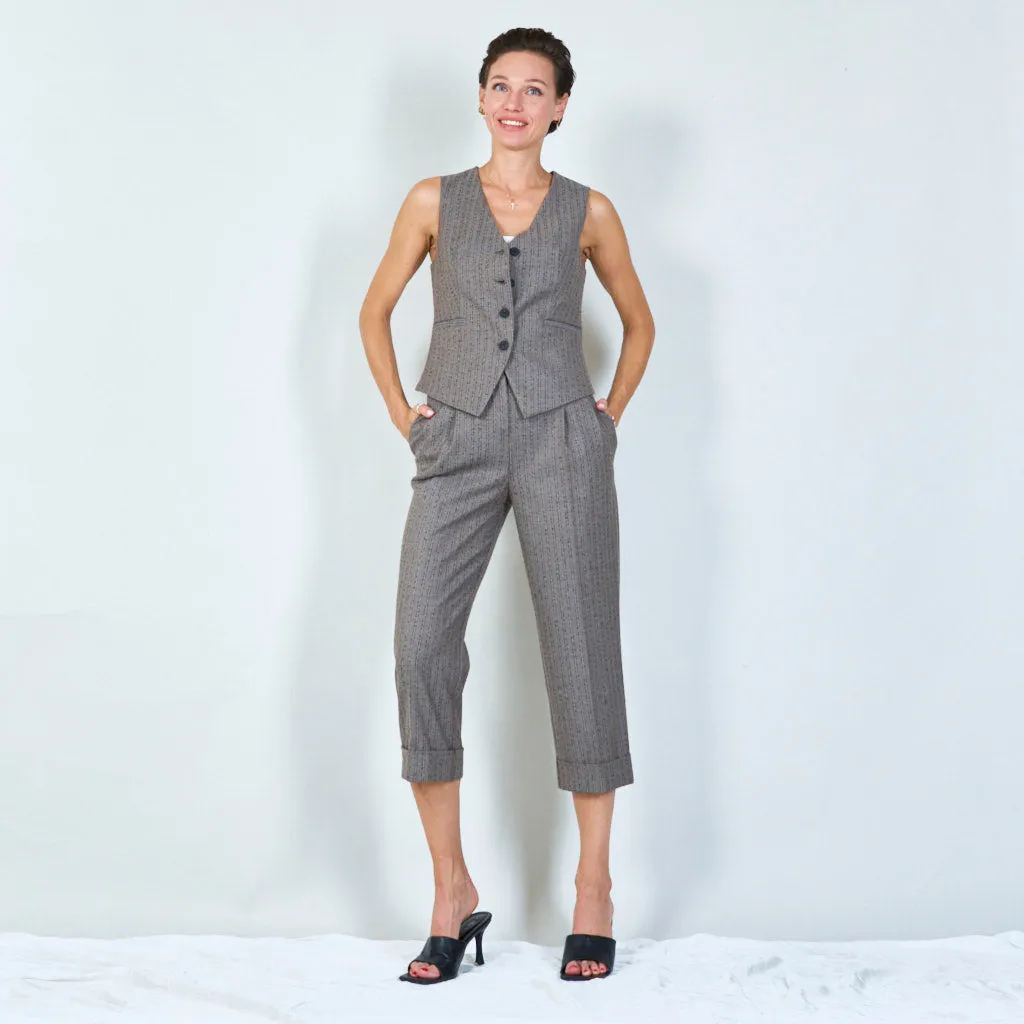Tailored pinstripe pants with cuffed hem wholesale