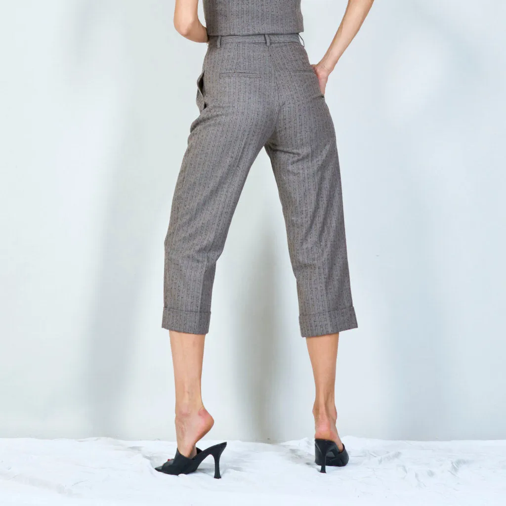 Tailored pinstripe pants with cuffed hem wholesale