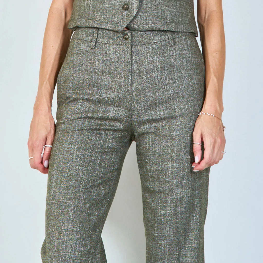 Textured tailored pants with pleats wholesale