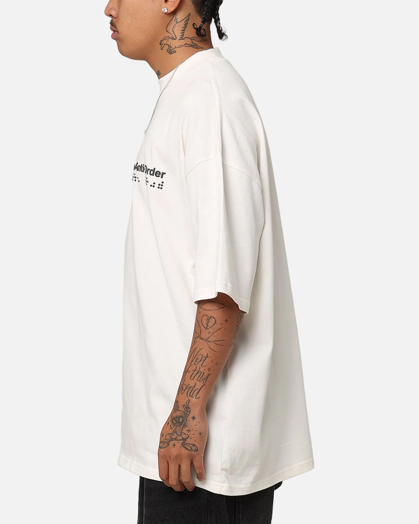 The Anti Order Brail Mock Neck T-Shirt Off White/Black