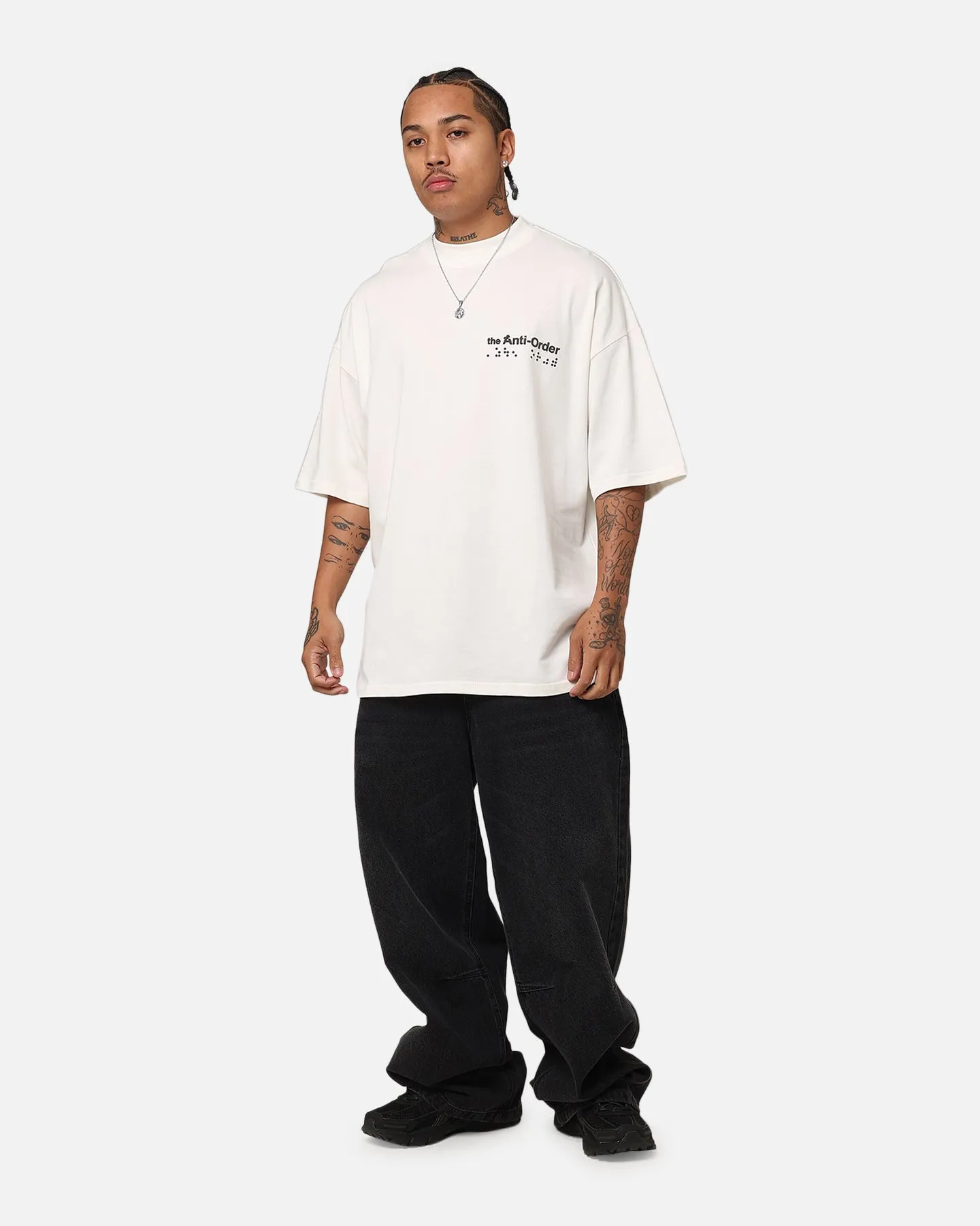 The Anti Order Brail Mock Neck T-Shirt Off White/Black
