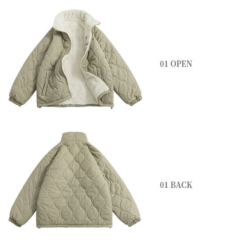 THICKENED FLEECE-LINED REVERSIBLE WEAR CASUAL COAT