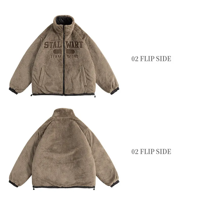 THICKENED FLEECE-LINED REVERSIBLE WEAR CASUAL COAT