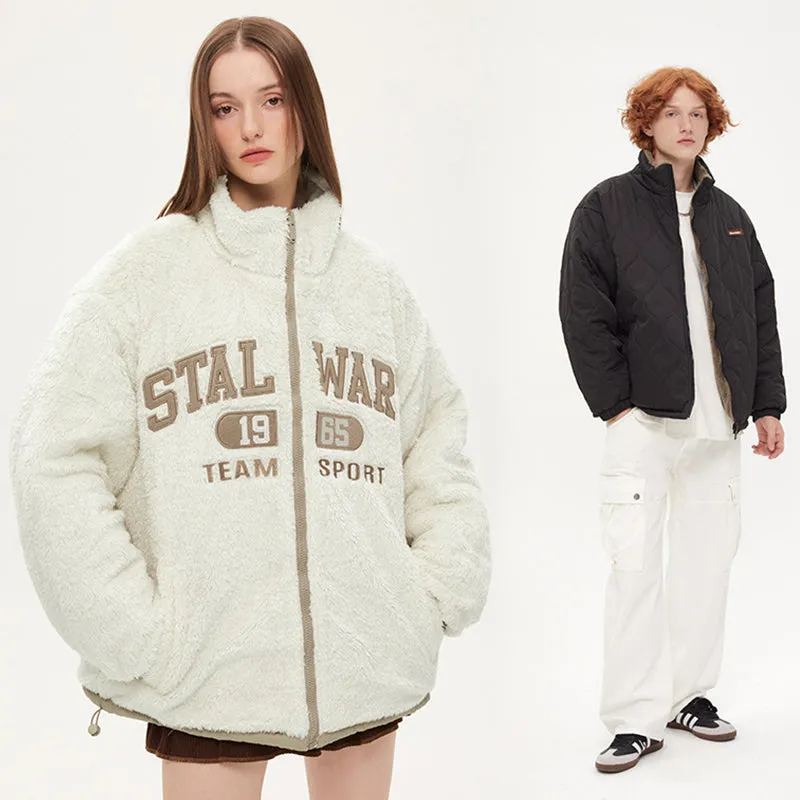THICKENED FLEECE-LINED REVERSIBLE WEAR CASUAL COAT
