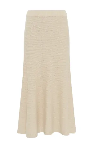Titan Knit Midi Skirt in Ivory Cashmere
