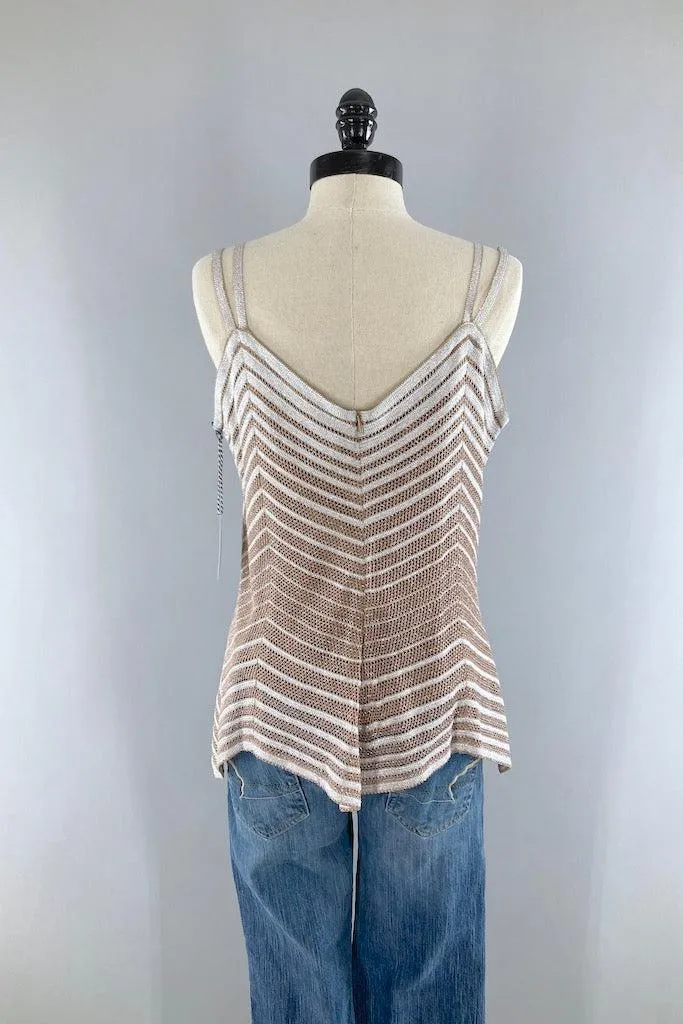 Vintage Gold Chevron Knit Tank Top