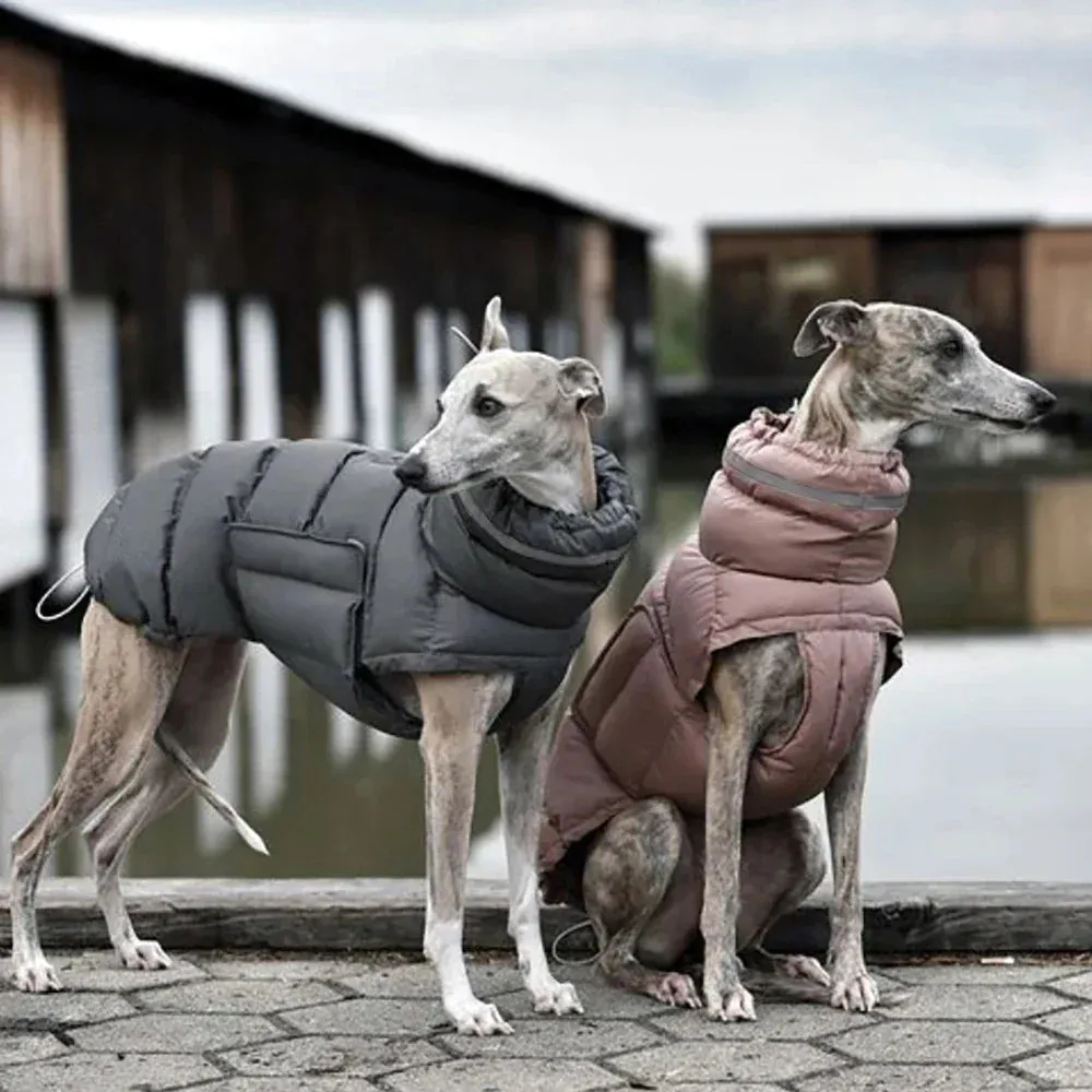 Windproof Adjustable Dog Parka Vest - Winter Fashion for Italian Greyhounds and Whippets - Dog Parka Warm Dog Vest Italian Greyhound Clothes Winter Whippet Jacket Windproof Adjustable Solid Dog Coat Greyhounds Outfit