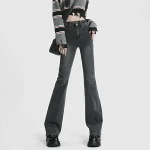 Women High Waist Jeans Flare Bottom Skinny Pants