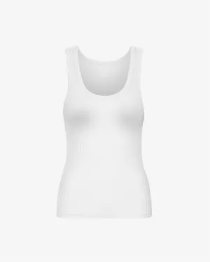 Women Organic Rib Tank Top - Optical White