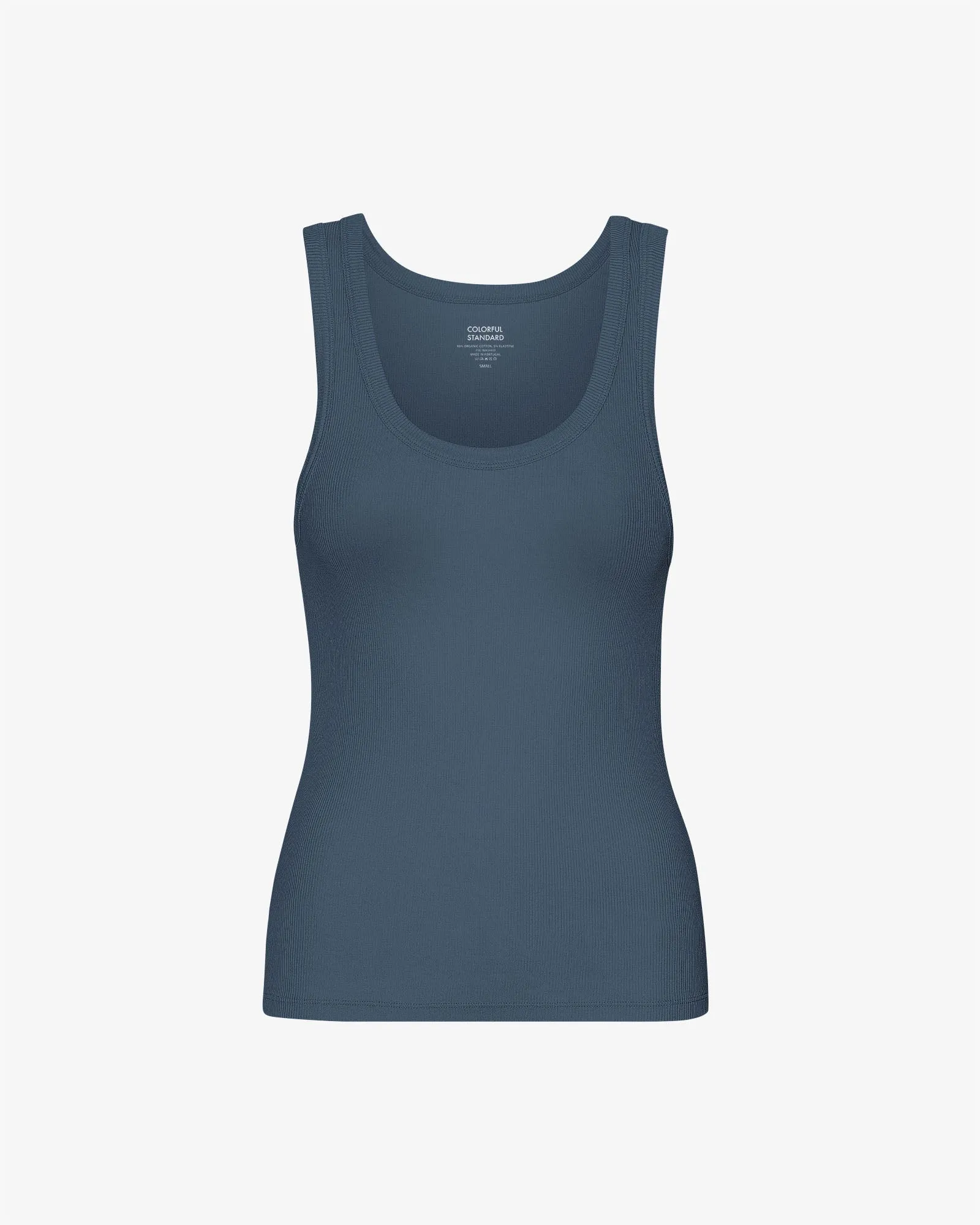 Women Organic Rib Tank Top - Petrol Blue